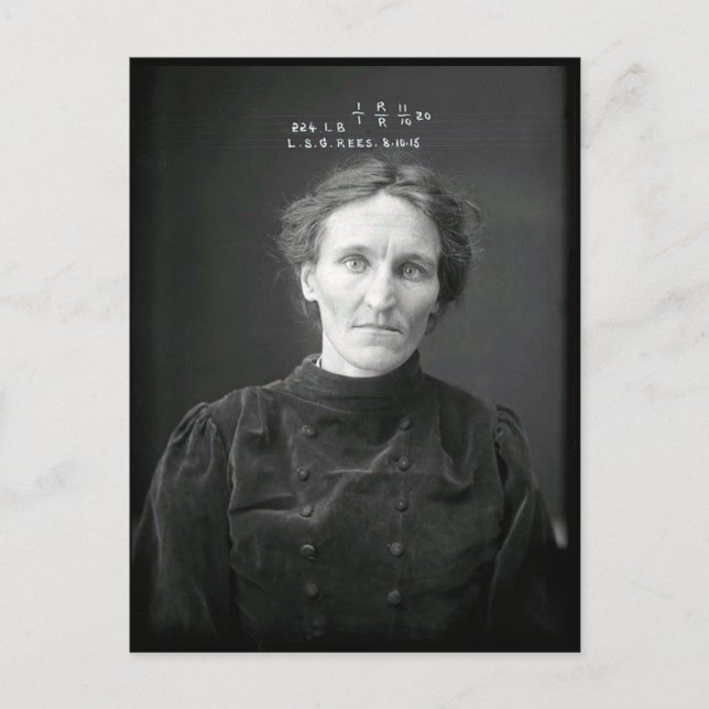 Vintages kriminelles Schwarz-Weiß-Mugshot-Foto Postkarte (Vorderseite)