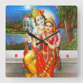 VINTAGES Krishna Indien Kanada Quadratische Wanduhr