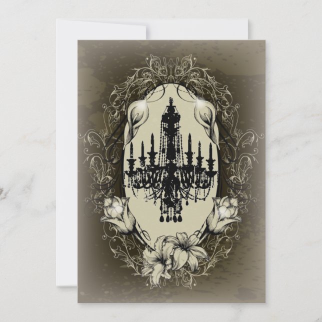 Vintages Kronleuchter Lily Vintages Brautparty Einladung (Vorderseite)