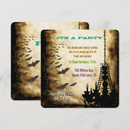 Vintages Kronleuchter und Bat-Halloween-Party Einladung