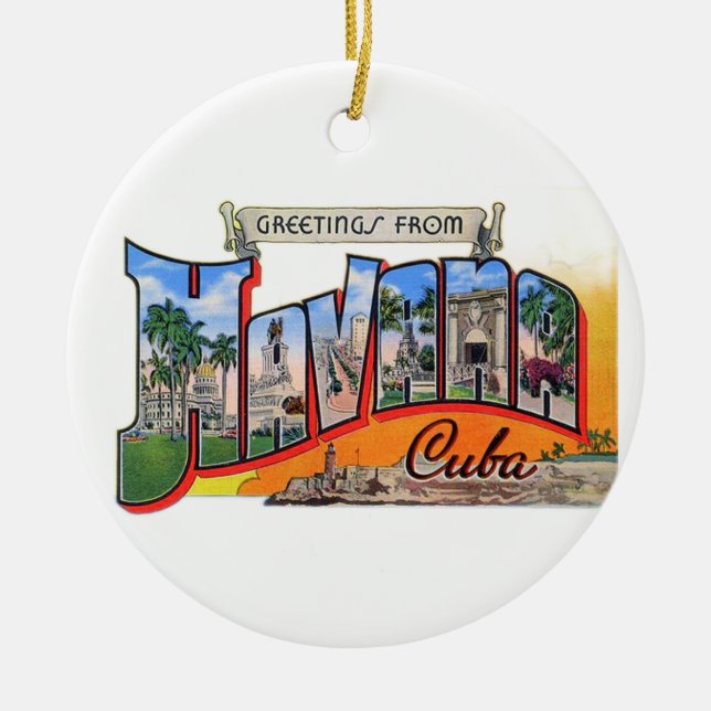 Vintages Kuba - Gruß aus Havanna Keramik Ornament (Vorne)