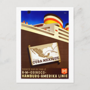 Vintages Kuba Mexiko Schifffahrt Liner Reisen Postkarte