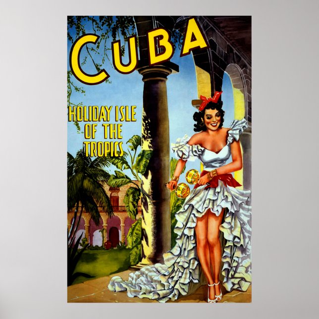 Vintages Kuba Reiseplakat - Holiday Isle Tropics Poster (Vorne)