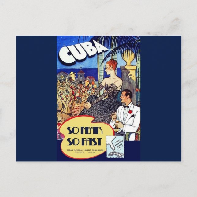 Vintages Kuba so schnell unterwegs Postkarte (Vorderseite)