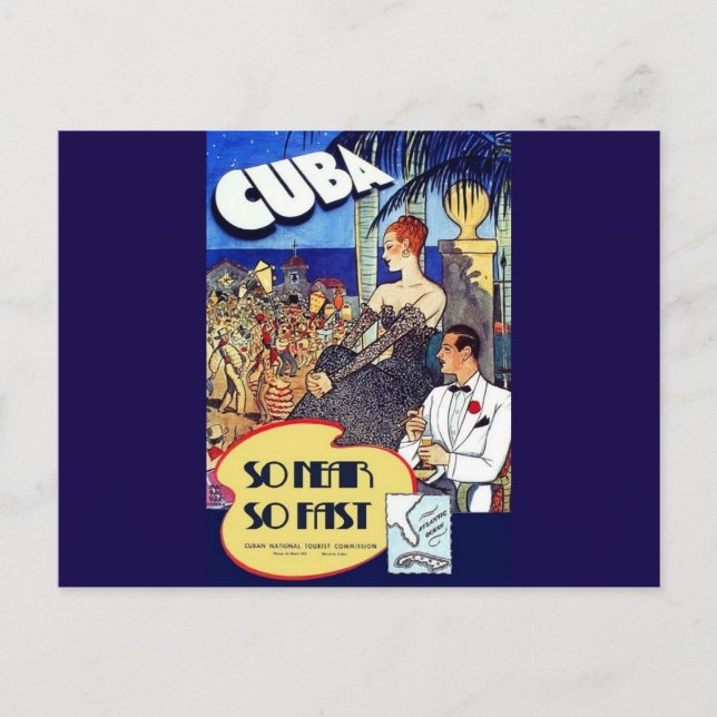 Vintages Kuba so schnell unterwegs Postkarte (Vorderseite)