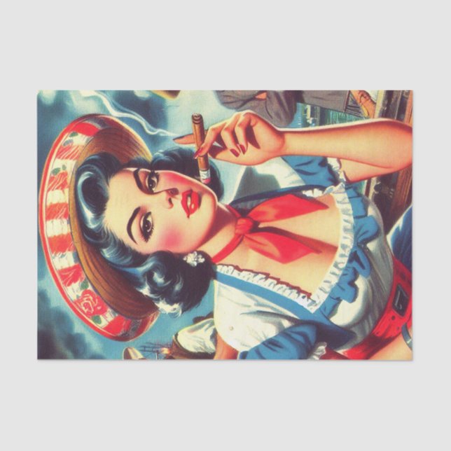 Vintages kubanisches Button Seidenpapier (Vorderseite)