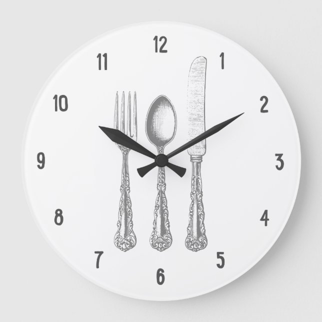 Vintages Küchengabel Große Wanduhr (Vorderseite)