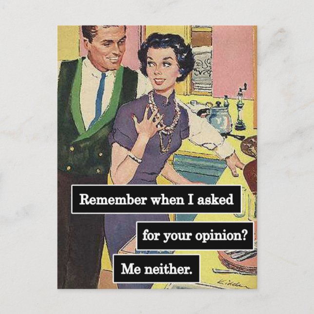 Vintages Küchenpaar jeder hat Meinungen Postkarte (Vorderseite)