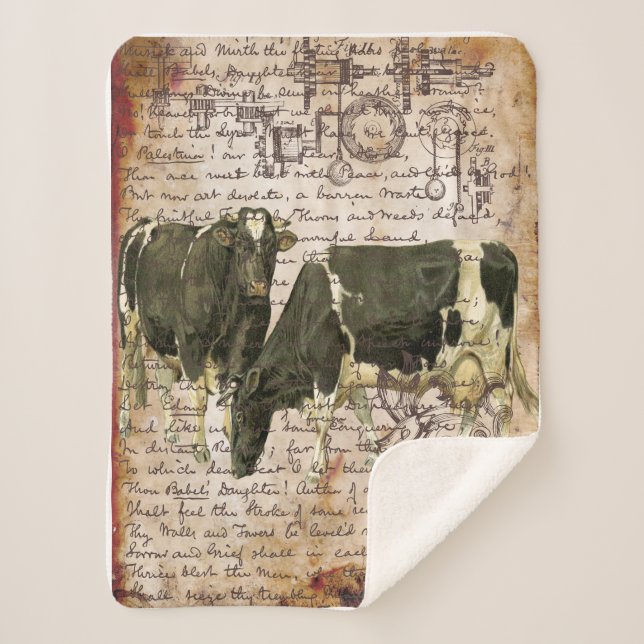 Vintages Kuhdesign Sherpadecke (Vorderseite)