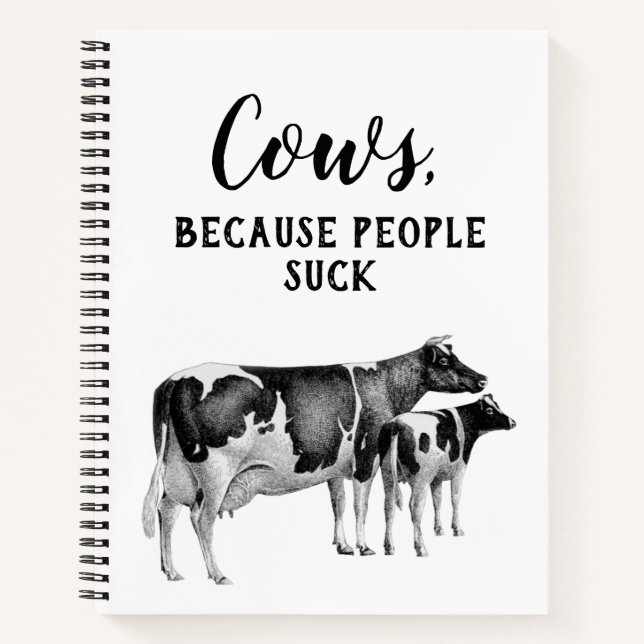 Vintages Kuhkalb Zeichnend Menschen Sind zum Kotze Notizbuch (Vorderseite)