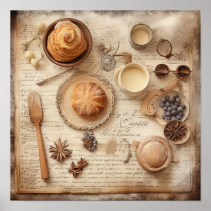 Vintages kulinarisches Erlebnis Muster Poster