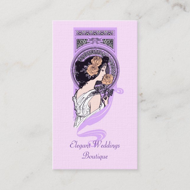 Vintages Kunst nouveau BrautButike-Geschäftskarte Visitenkarte (Vorderseite)
