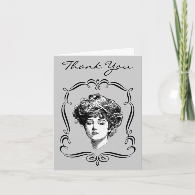 Vintages Kunstgibson-Mädchen danken Ihnen zu Dankeskarte (Vorderseite)