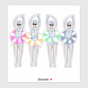 Vintages künstlerisches Schwimmbad Schwimmbad Schw Aufkleber