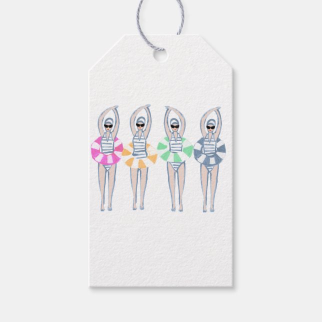 Vintages künstlerisches Schwimmbad Schwimmbad Schw Geschenkanhänger (Vorderseite)