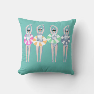 Vintages künstlerisches Schwimmbad Schwimmbad Schw Kissen