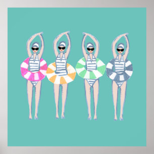 Vintages künstlerisches Schwimmbad Schwimmbad Schw Poster