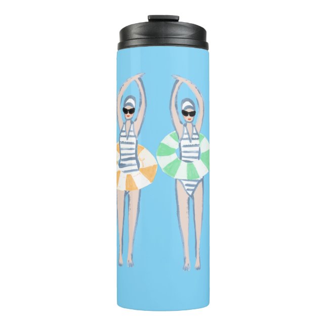 Vintages künstlerisches Schwimmbad Schwimmbad Schw Thermosbecher (Vorderseite)