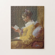 Vintages Kunstpuzzle "A Young Girl Reading" von Je
