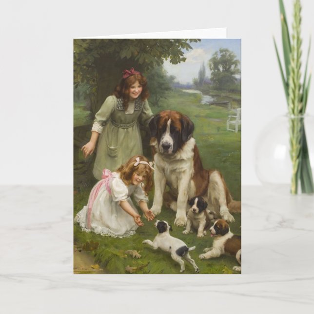 Vintages Kunstwerk - Spielen im Park, Karte (Vorderseite)