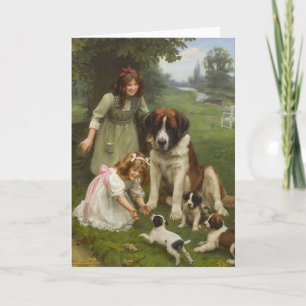 Vintages Kunstwerk - Spielen im Park, Karte