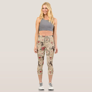 Vintages Kupiden-Romantisches Muster (6) Capri Leggings