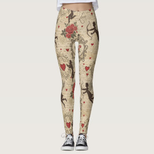 Vintages Kupiden-Romantisches Muster (6) Leggings