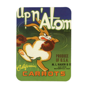 Vintages Label Art Boxing Rabbit, Up in Atom Carro Magnet