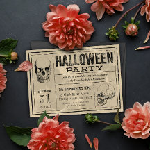 Vintages Label Halloween-Party Einladung Skulpture