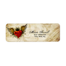 Vintages Label "Urban Tattoo Winged Heart Return"