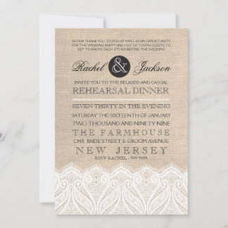 Vintages Lace & Burlap Probe Dinner Einladung