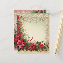 Vintages Lace Poinsettia Frame Scrapbook