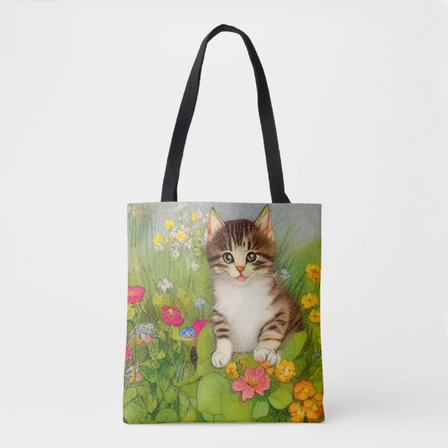Vintages Lächeln Katze Illustration (Vorderseite)