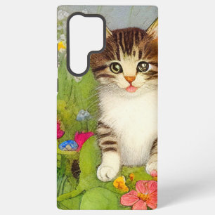 Vintages Lächeln Katze Illustration Samsung Galaxy Hülle