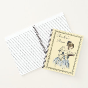Vintages Lady Reading Poetjournal mit dem Namen Notizbuch