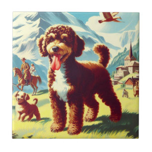Vintages Lagotto Romagnolo Dog Gemälde Fliese