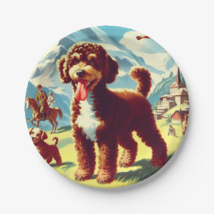 Vintages Lagotto Romagnolo Dog Gemälde Pappteller