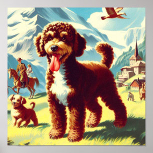 Vintages Lagotto Romagnolo Dog Gemälde Poster