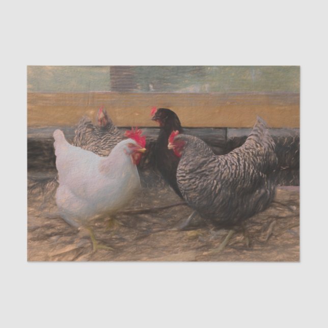 Vintages Land Barnyard Chicken Seidenpapier (Vorderseite)
