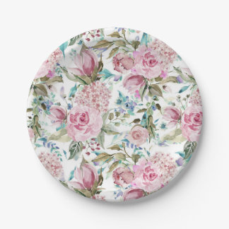 Vintages Land Chrom Rosa Aquamarin Lavendel Pappteller