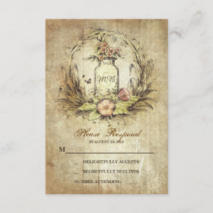 Vintages Land rustikale Mason jar Hochzeit RSVP Karte