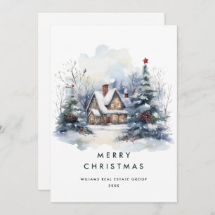 Vintages Land Weihnachtsbaum Unternehmen Feiertagskarte