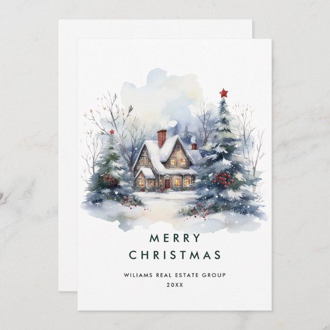 Vintages Land Weihnachtsbaum Unternehmen Feiertagskarte (Vorne/Hinten)