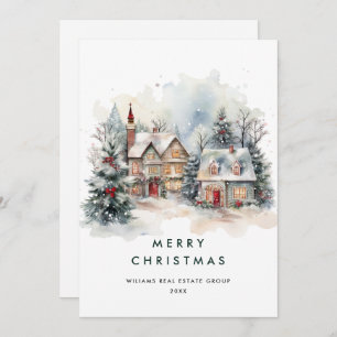 Vintages Land Weihnachtsbaum Unternehmen Feiertagskarte