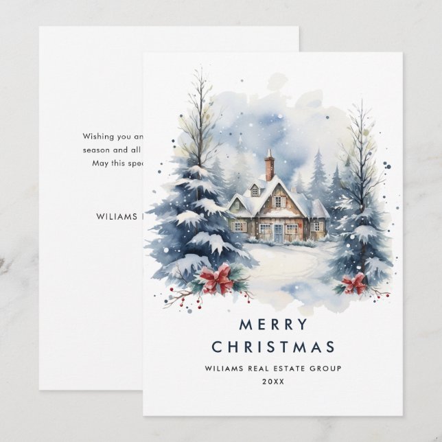 Vintages Land Weihnachtsbaum Unternehmen Feiertagskarte (Vorne/Hinten)