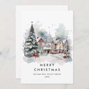 Vintages Land Weihnachtsbaum Unternehmen Feiertagskarte