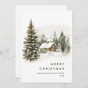 Vintages Land Weihnachtsbaum Unternehmen Feiertagskarte