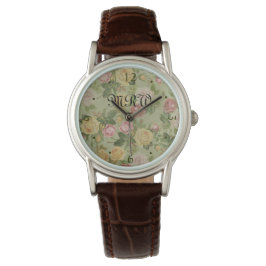 Vintages Land Wetterblumen Mit Monogramm Armbanduhr