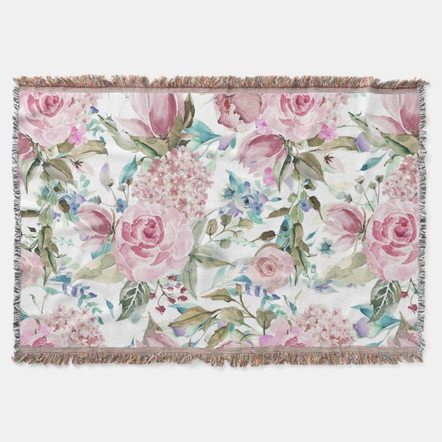 Vintages Landchic-Rosa-aquamariner Lavendel mit Decke (Vorderseite)