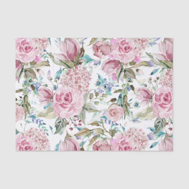 Vintages Landchic-Rosa-aquamariner Lavendel mit Seidenpapier (Vorderseite)